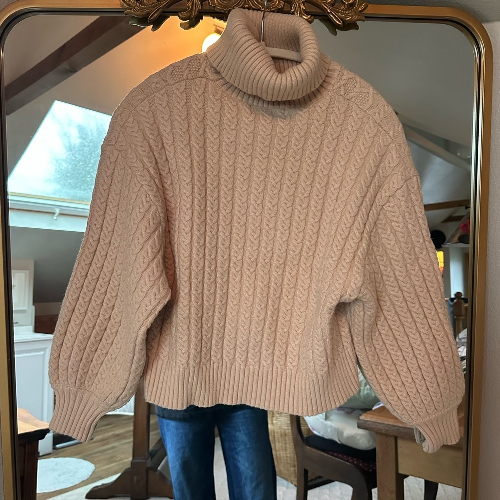 Truth Cream Cowl Neck Sweater with Chunky Knit and Relaxed Fit